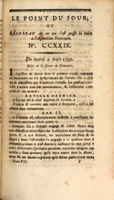 Le point du jour ou Résultat de ce qui s'est passé la veille à l'Assemblée Nationale Dienstag 2. März 1790