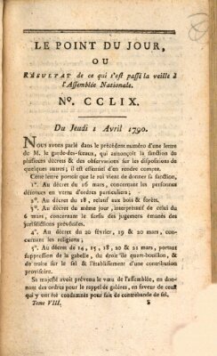 Le point du jour ou Résultat de ce qui s'est passé la veille à l'Assemblée Nationale Donnerstag 1. April 1790