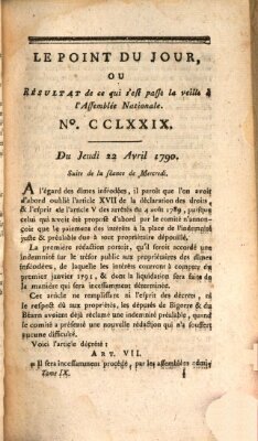 Le point du jour ou Résultat de ce qui s'est passé la veille à l'Assemblée Nationale Donnerstag 22. April 1790