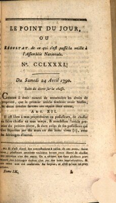 Le point du jour ou Résultat de ce qui s'est passé la veille à l'Assemblée Nationale Samstag 24. April 1790