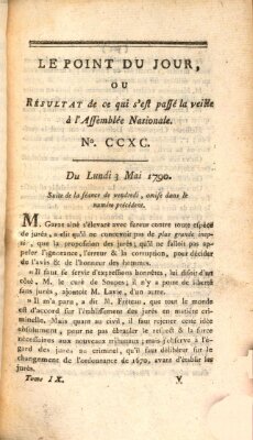 Le point du jour ou Résultat de ce qui s'est passé la veille à l'Assemblée Nationale Montag 3. Mai 1790