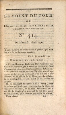 Le point du jour ou Résultat de ce qui s'est passé la veille à l'Assemblée Nationale Dienstag 31. August 1790