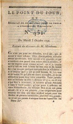 Le point du jour ou Résultat de ce qui s'est passé la veille à l'Assemblée Nationale Dienstag 5. Oktober 1790