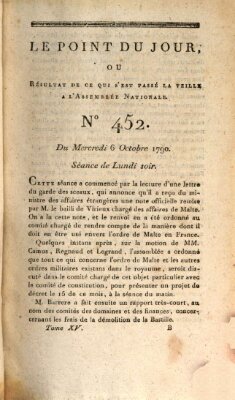 Le point du jour ou Résultat de ce qui s'est passé la veille à l'Assemblée Nationale Mittwoch 6. Oktober 1790