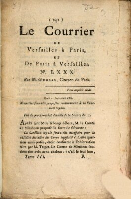 Le courrier des LXXXIII départemens Dienstag 15. September 1789