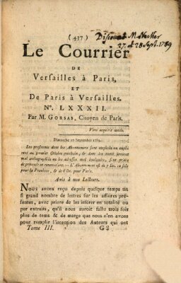 Le courrier des LXXXIII départemens Sonntag 27. September 1789