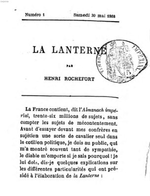 La lanterne Samstag 30. Mai 1868