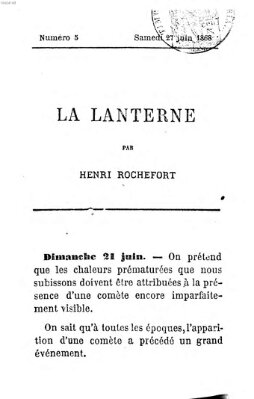 La lanterne Samstag 27. Juni 1868