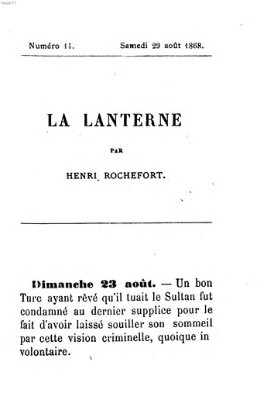 La lanterne Samstag 29. August 1868