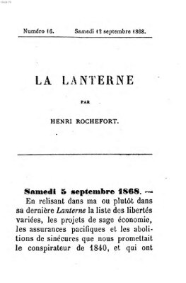 La lanterne Samstag 12. September 1868