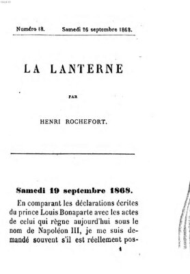 La lanterne Samstag 26. September 1868