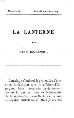 La lanterne Samstag 3. Oktober 1868