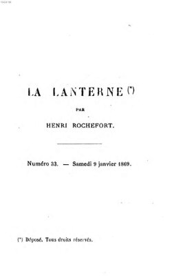 La lanterne Samstag 9. Januar 1869