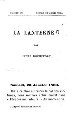 La lanterne Samstag 30. Januar 1869