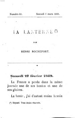 La lanterne Samstag 6. März 1869