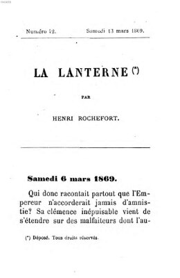 La lanterne Samstag 13. März 1869