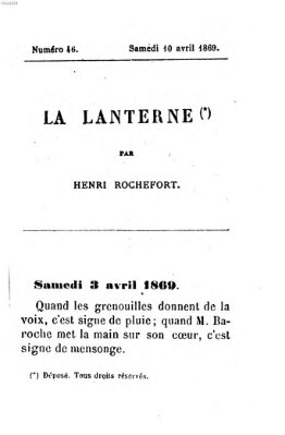 La lanterne Samstag 10. April 1869