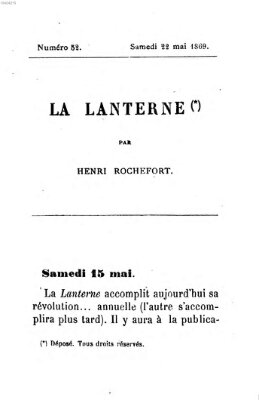 La lanterne Samstag 22. Mai 1869