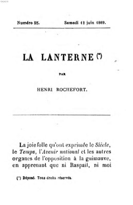 La lanterne Samstag 12. Juni 1869