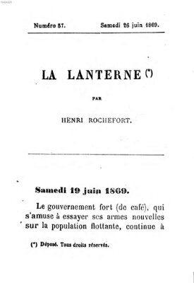 La lanterne Samstag 26. Juni 1869