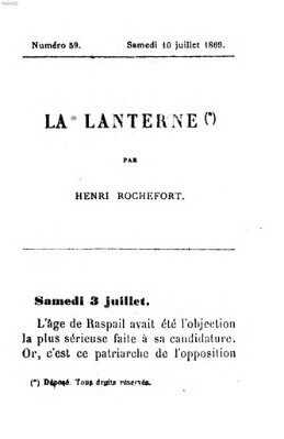 La lanterne Samstag 10. Juli 1869