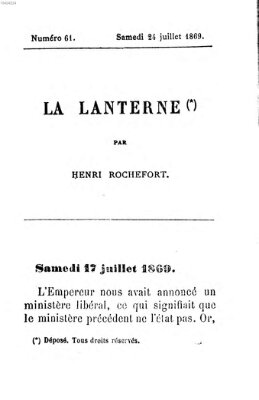 La lanterne Samstag 24. Juli 1869