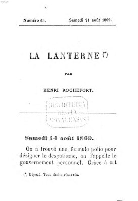 La lanterne Samstag 21. August 1869