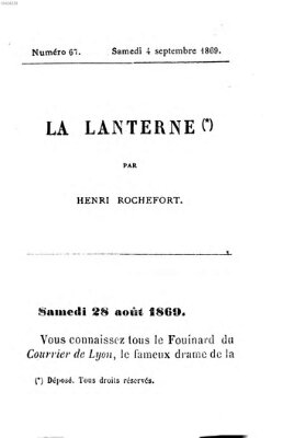 La lanterne Samstag 4. September 1869