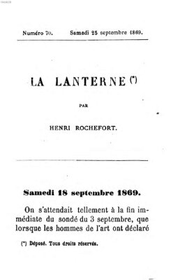 La lanterne Samstag 25. September 1869