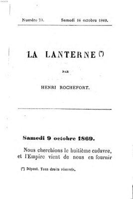 La lanterne Samstag 16. Oktober 1869