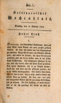 Solothurnisches Wochenblatt Samstag 14. Februar 1818