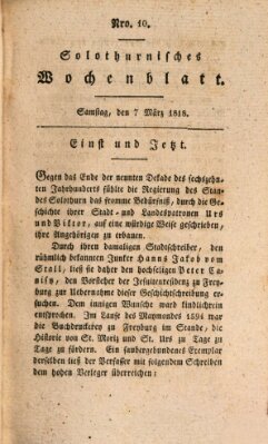 Solothurnisches Wochenblatt Samstag 7. März 1818