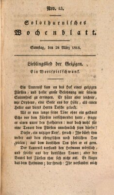 Solothurnisches Wochenblatt Samstag 28. März 1818