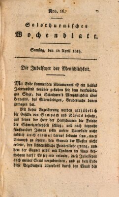 Solothurnisches Wochenblatt Samstag 18. April 1818