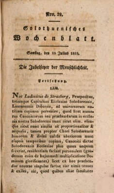 Solothurnisches Wochenblatt Samstag 18. Juli 1818