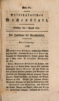 Solothurnisches Wochenblatt Samstag 1. August 1818