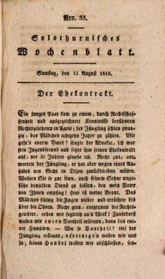 Solothurnisches Wochenblatt Samstag 15. August 1818