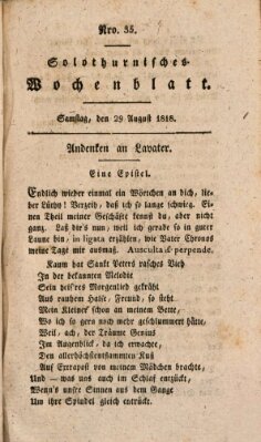 Solothurnisches Wochenblatt Samstag 29. August 1818