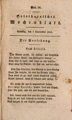 Solothurnisches Wochenblatt Samstag 5. September 1818