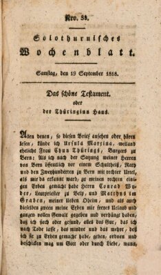 Solothurnisches Wochenblatt Samstag 19. September 1818