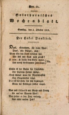 Solothurnisches Wochenblatt Samstag 3. Oktober 1818