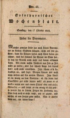 Solothurnisches Wochenblatt Samstag 17. Oktober 1818