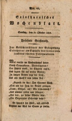 Solothurnisches Wochenblatt Samstag 31. Oktober 1818