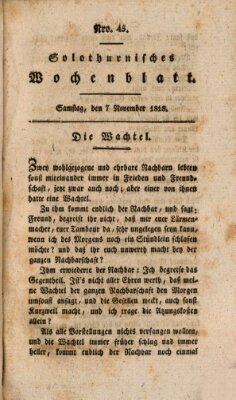 Solothurnisches Wochenblatt Samstag 7. November 1818