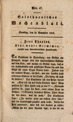 Solothurnisches Wochenblatt Samstag 21. November 1818