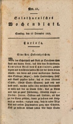 Solothurnisches Wochenblatt Samstag 19. Dezember 1818