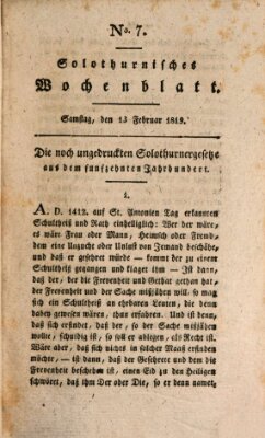 Solothurnisches Wochenblatt Samstag 13. Februar 1819