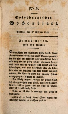 Solothurnisches Wochenblatt Samstag 27. Februar 1819