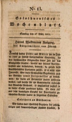 Solothurnisches Wochenblatt Samstag 27. März 1819