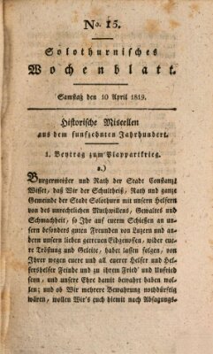 Solothurnisches Wochenblatt Samstag 10. April 1819